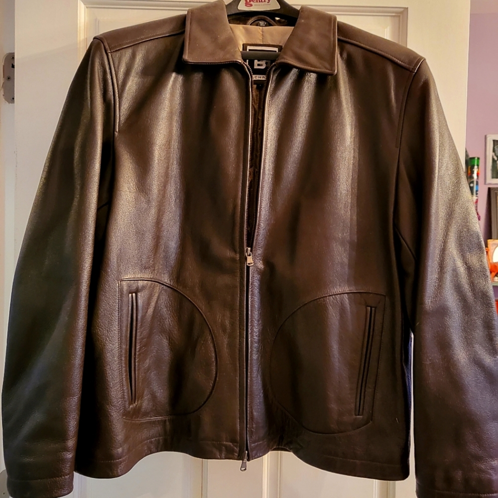 Mens brown leather jacket M